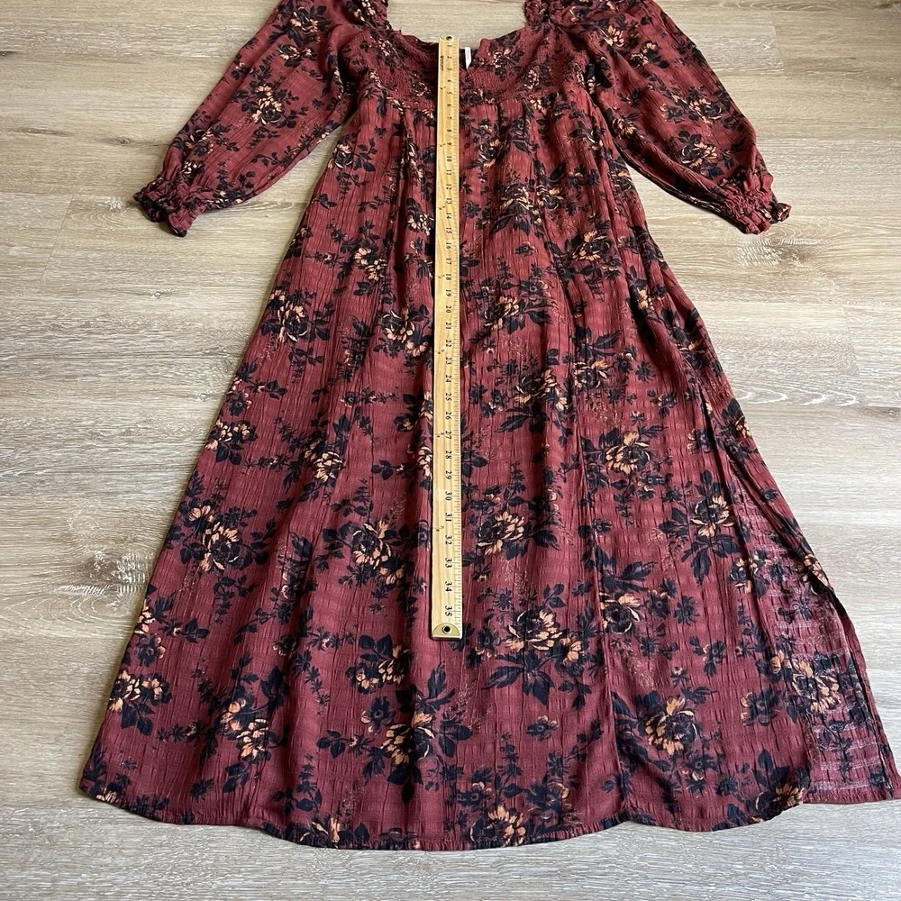 Free People SM Jaymes Midi Dress Smocked Vamp Romance Whimsy Grunge Fairy $168 - Picture 3 of 12